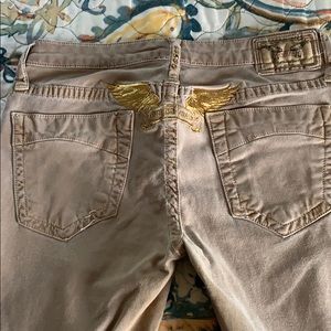 Robins Jean size 28 Marilyn in khaki with gold